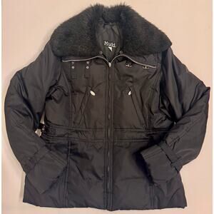 Y2K 00s Women's Mudd Winter Coat Black Faux Fur Size XL Insulated Black